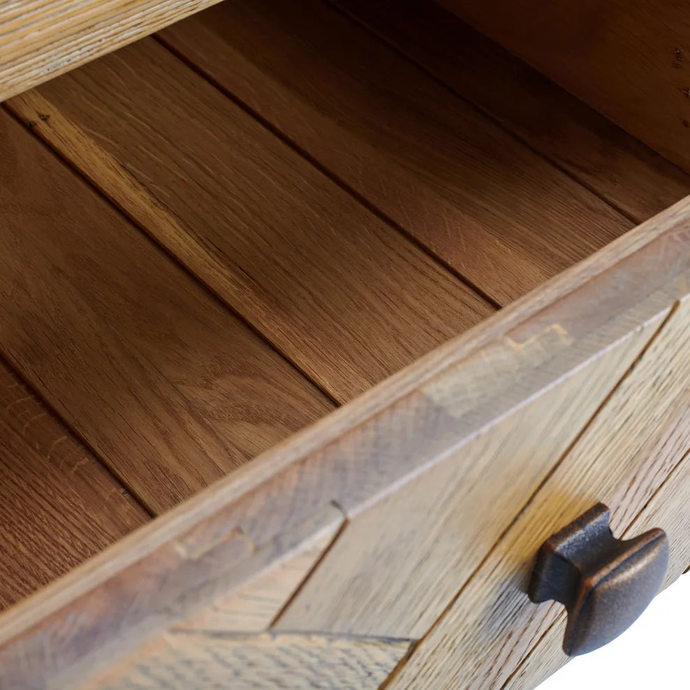 Brushed & Glazed Solid Oak Side Table